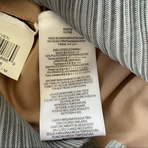 BCBGMaxAzria Sven Peplum Micropleat Mini Dress Cocktail Party M Grey Smoke NWOT - Picture 9 of 10